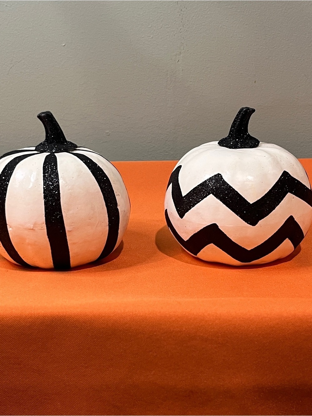 White and Black Decorative Pumpkins - Holiday Tabletop Décor